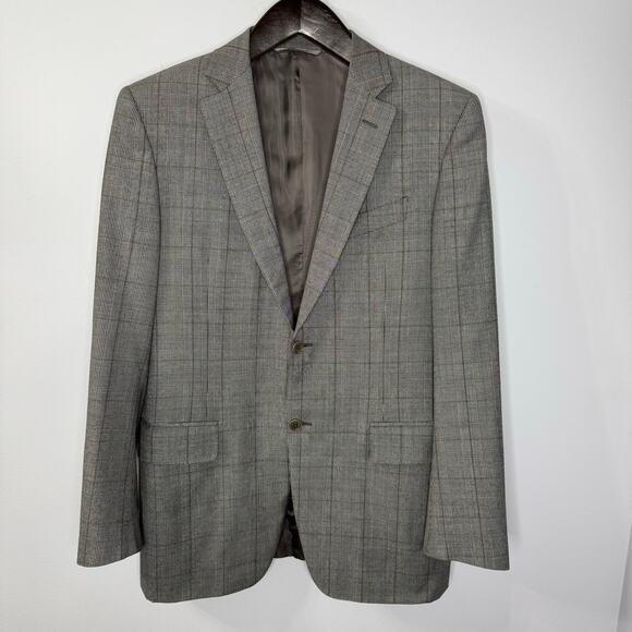 Canali Blazer Sport Coat Wool Plaid Two Button Gray Men's 50R Classic - Picture 1 of 13